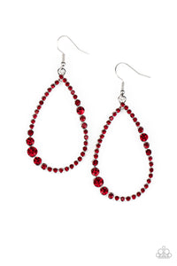 fishhook,red,rhinestones,Diva Dimension - Red Rhinestone Earrings