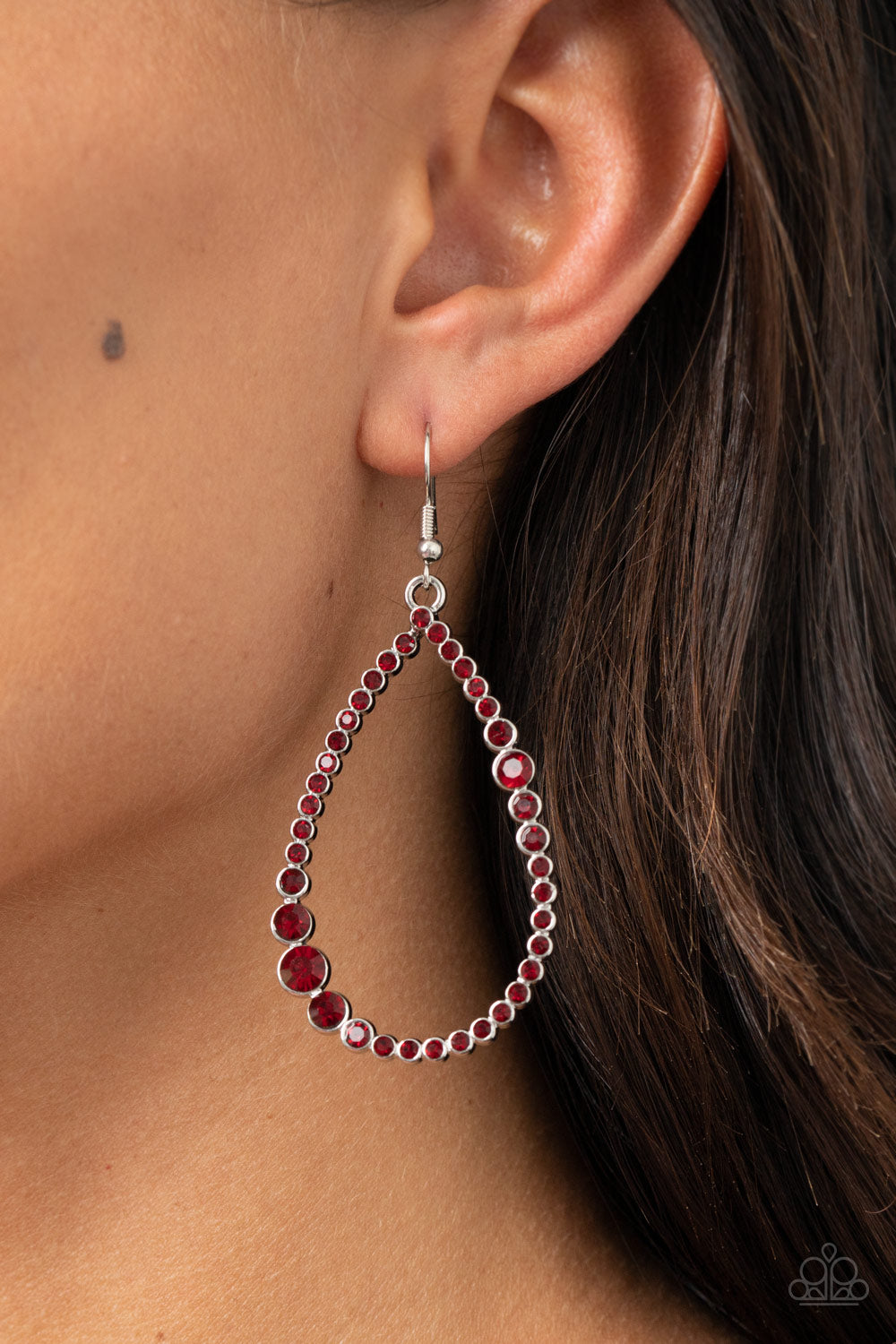 Diva Dimension - Red Rhinestone Earrings Paparazzi Accessories