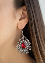 Load image into Gallery viewer, Eat, Drink, and BEAM Merry - Red Rhinestone Earrings Paparazzi Accessories