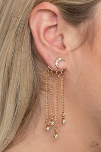gold,jacket,post,Cosmic Goddess - Gold Earrings