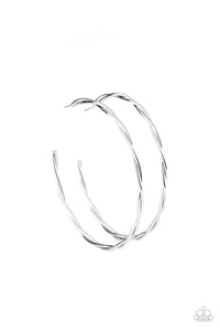 post,silver,Out of Control Curves - Silver Hoop Earrings