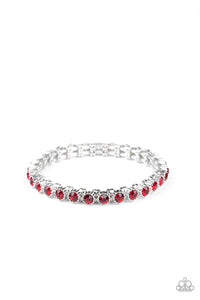 red,rhinestones,silver,stretchy,Starry Social - Red Rhinestone Stretchy Bracelet