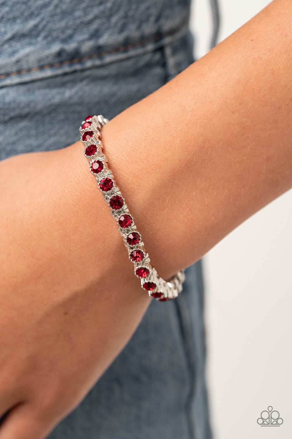Starry Social - Red Rhinestone Stretchy Bracelet Paparazzi Accessories