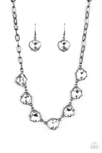 gunmetal,rhinestones,short necklace,Star Quality Sparkle - Black Gunmetal Rhinestone Necklace