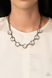 gunmetal,rhinestones,short necklace,Star Quality Sparkle - Black Gunmetal Rhinestone Necklace