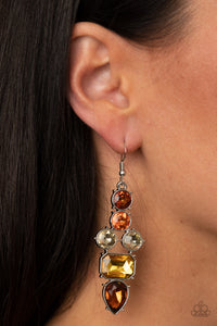 brown,fishhook,multi,rhinestones,Look At Me GLOW! - Multi Rhinestone Earrings