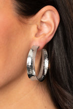 Load image into Gallery viewer, Fearlessly Flared - Silver Hoop Earrings Paparazzi Accessories