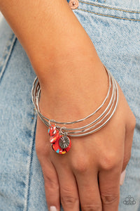 Bangles,charm,floral,red,Prairie Plains - Multi Bangle Bracelets