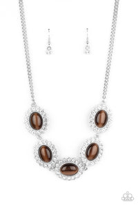 brown,cat's eye,rhinestones,short necklace,A DIVA-ttitude Adjustment - Brown Necklace