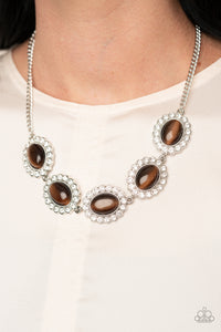 brown,cat's eye,rhinestones,short necklace,A DIVA-ttitude Adjustment - Brown Necklace