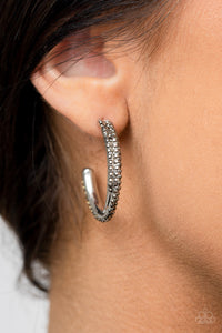 hematite,rhinestones,silver,Trail Of Twinkle - Silver Earrings