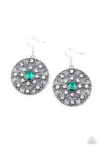 floral,green,rhinestones,GLOW Your True Colors - Green Rhinestone Earrings