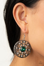 Load image into Gallery viewer, GLOW Your True Colors - Green Rhinestone Earrings Paparazzi Accessories