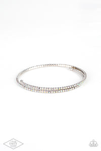 coil,iridescent,rhinestones,Sleek Sparkle - Multi Iridescent Rhinestone Bracelet