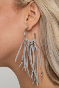 hoops,leather,silver,No Place Like HOMESPUN - Silver Hoop Earrings