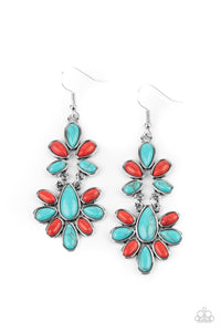 blue,crackle stone,fishhook,red,turquoise,Cactus Cruise - Multi Earring