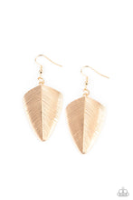 Load image into Gallery viewer, One Of The Flock - Gold Feather Earrings Paparazzi Accessories