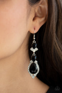 black,fishhook,rhinestones,Fully Flauntable - Black Earrings