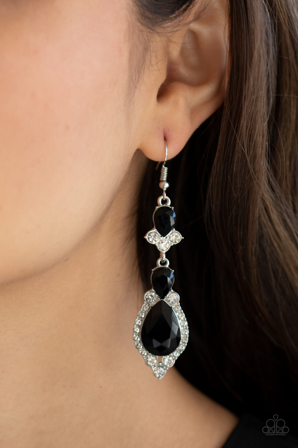 Fully Flauntable - Black Earrings Paparazzi Accessories