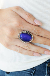 blue,cat's eye,Wide Back,Happily Ever Enchanted - Blue Cat's Eye Ring