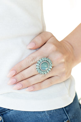 Elegantly Eden - Blue Cat's Eye Floral Ring Paparazzi Accessories