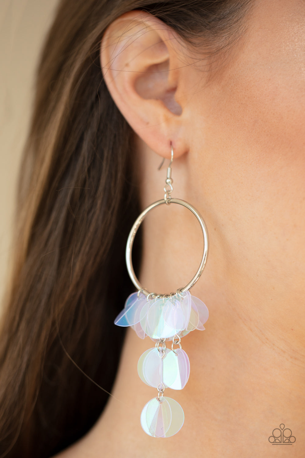 Holographic Hype - Multi Iridescent Earrings Paparazzi Accessories