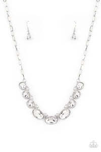 rhinestones,short necklace,white,Gorgeously Glacial - White Rhinestone Necklace