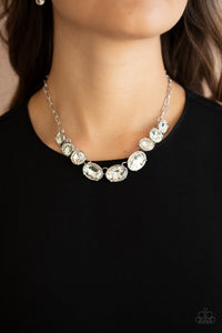 rhinestones,short necklace,white,Gorgeously Glacial - White Rhinestone Necklace