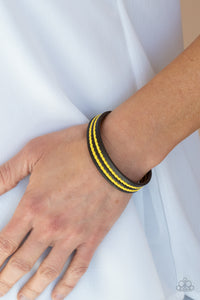 brown,leather,snap,urban,wrap,yellow,Show The Way - Yellow Bracelet