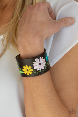 Western Eden - Multi Leather Floral Wrap Bracelet Paparazzi Accessories