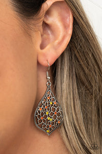fishhook,orange,rhinestones,yellow,Full Out Florals - Multi Rhinestone Earrings