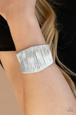 Hot Wired Wonder - Silver Cuff Bracelet Paparazzi Accessories