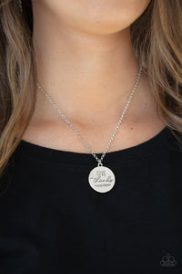 inspirational,short necklace,silver,Give Thanks - Silver Necklace