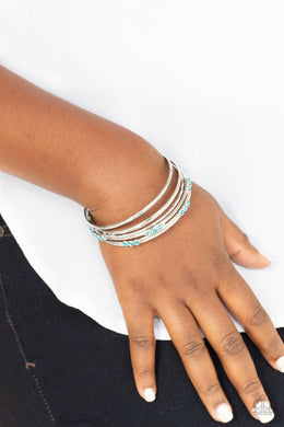 Stackable Sparkle - Blue Rhinestone Bangle Bracelets Paparazzi Accessories