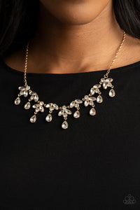 gold,rhinestones,short necklace,Vintage Royale - Gold Rhinestone Necklace