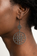 Load image into Gallery viewer, Mandala Eden - Black Gunmetal Earrings Paparazzi Accessories