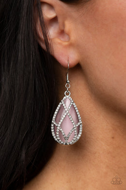 Crawling With Couture - Pink Cat's Eye Earrings Paparazzi Accessories