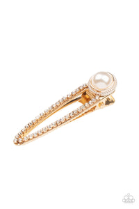 Alligator Clip,gold,Pearls,rhinestones,Expert in Elegance - Gold Pearl Hair Accessory
