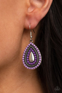 fishhook,purple,Beaded Bonanza - Purple Earrings