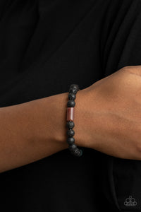 black,green,lava,stretchy,Earthy Energy - Green Lava Bead Urban Stretchy Bracelet