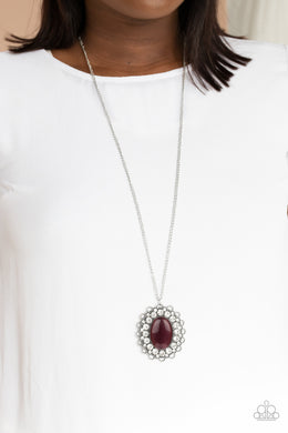 Oh My Medallion - Purple Cat's Eye Necklace Paparazzi Accessories
