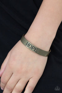 brass,cuff,inspirational,Hope Makes The World Go Round - Brass Cuff Bracelet
