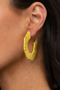 Hoops,yellow,Fabulously Fiesta - Yellow Hoop Earrings