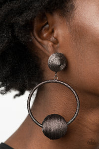 gunmetal,post,Social Sphere - Black Earrings