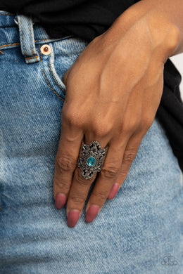 Perennial Posh - Blue Rhinestone Ring Paparazzi Accessories