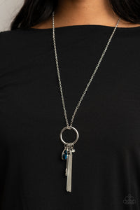 blue,key,long necklace,rhinestones,Unlock Your Sparkle - Blue Rhinestone Necklace