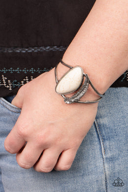 Out In The Wild - White Stone Cuff Bracelet Paparazzi Accessories