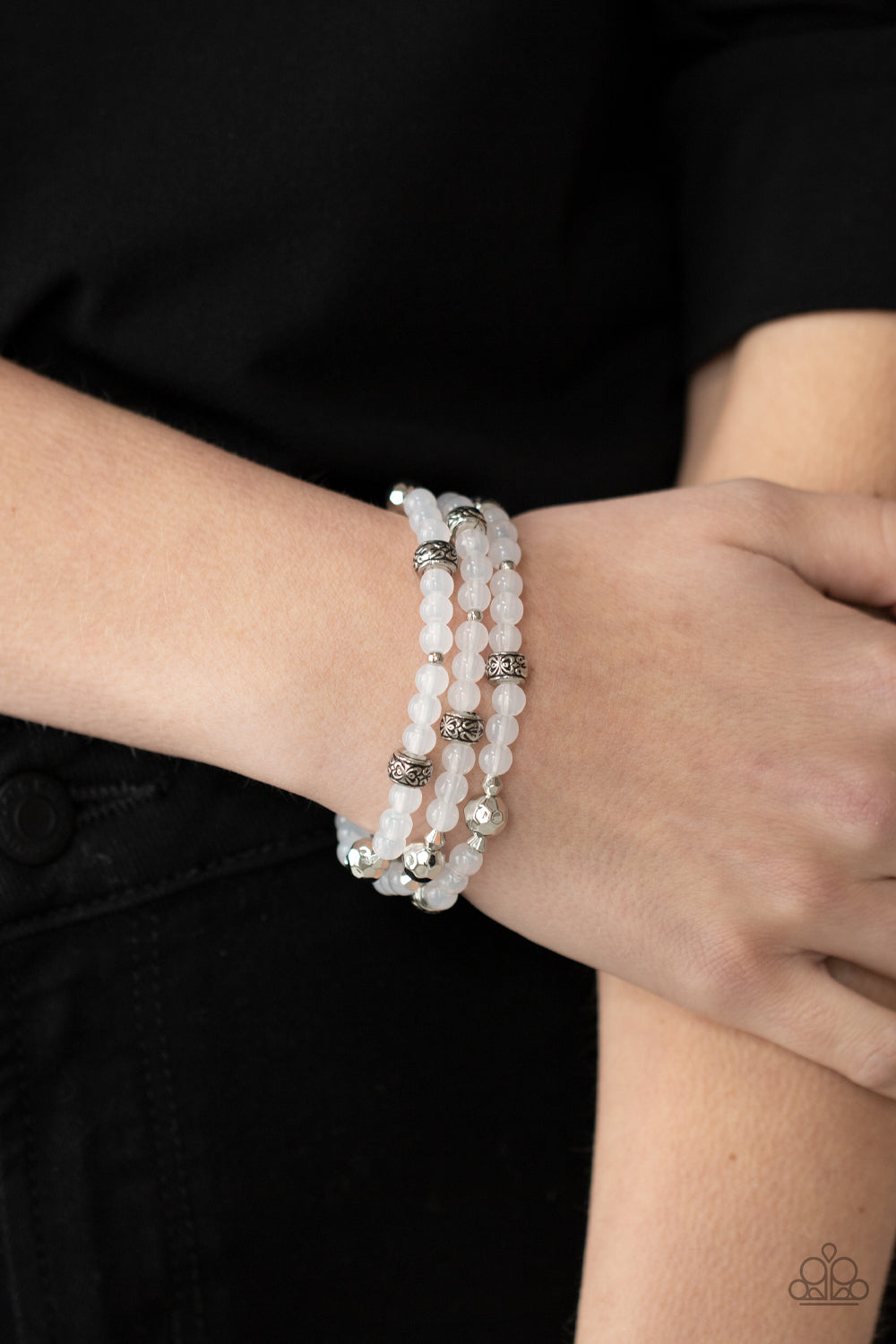 Here to STAYCATION - White Stretchy Bracelet Paparazzi Accessories