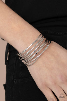 Nerves of Steel - Silver Cuff Bracelet Paparazzi Accessories