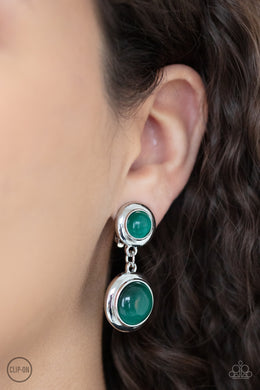 Subtle Smolder - Green Clip-On Earrings Paparazzi Accessories